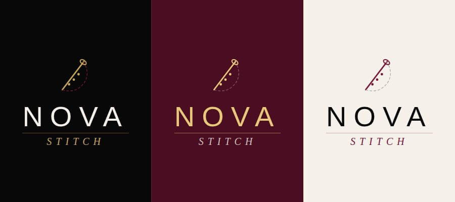 Logo NOVA STITCH — trois déclinaisons de couleur